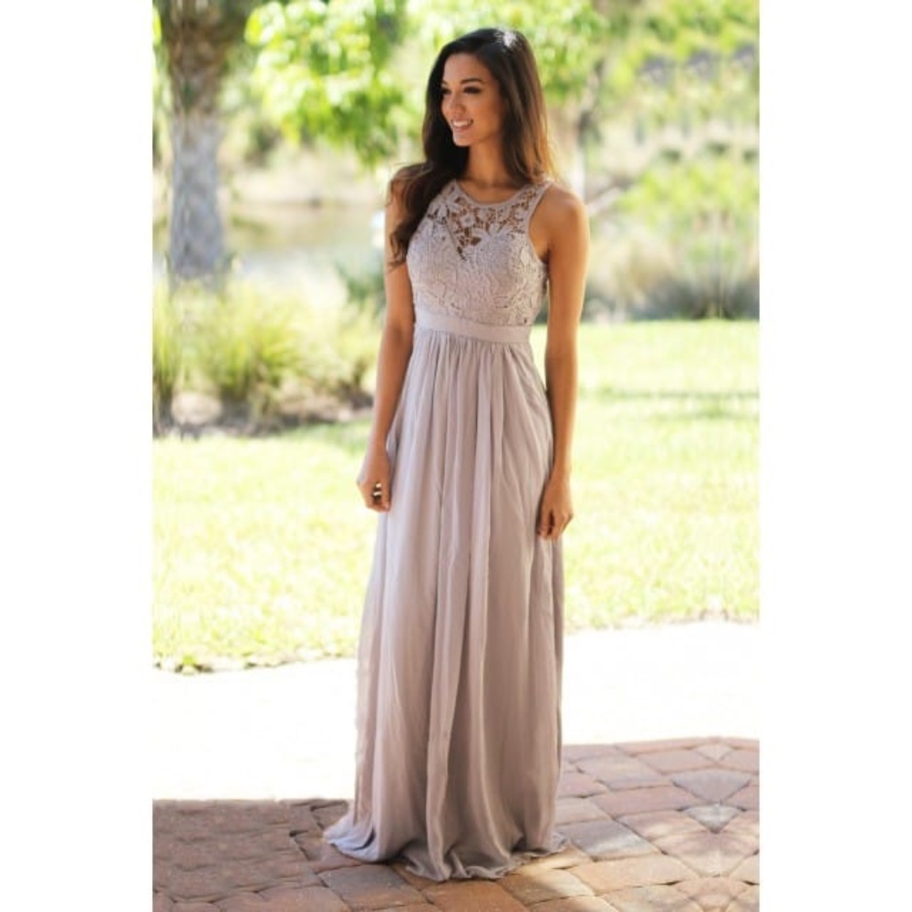 Maniju Gray Lace Maxi Dress Medium New